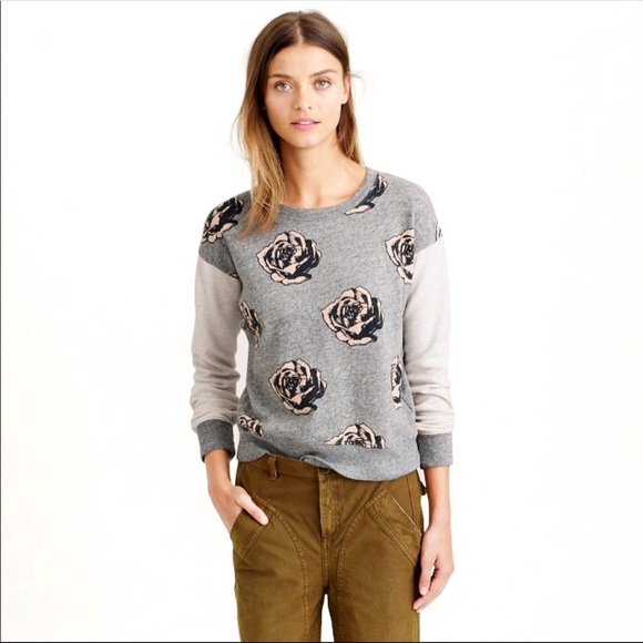 J. Crew floral rose pop art color block sweatshirt - Picture 2 of 5
